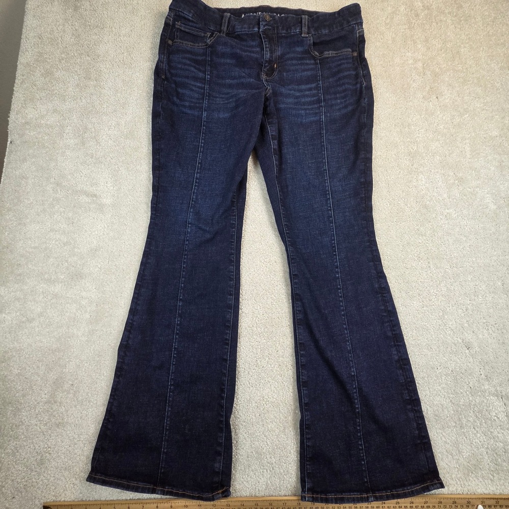 American Eagle Curvy Kick Boot Jeans Womens 16 Long Dark Wash Next Level Stretch